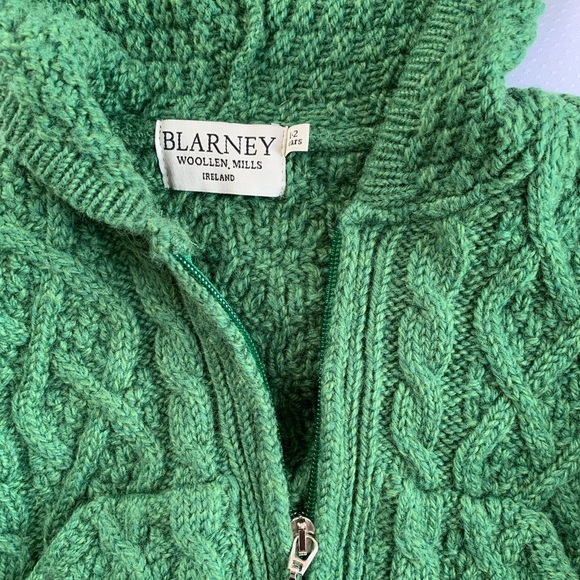 ✨SOLD✨ Blarney Woolen Mills Ireland Green Zip Up Toddler Sweater 1-2 years - Picture 3 of 4